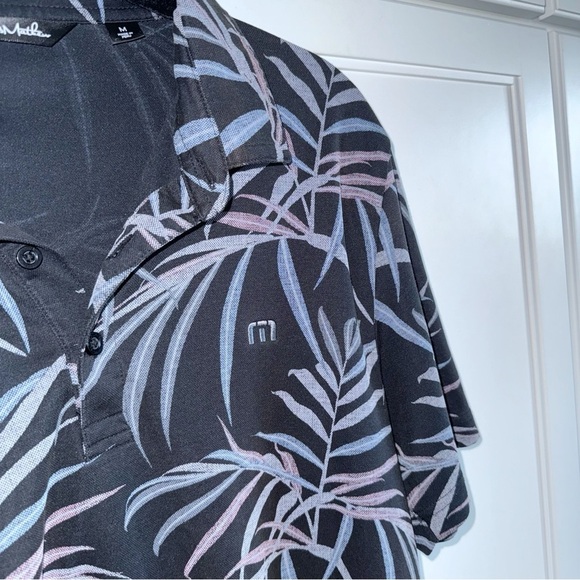 Travis Mathew Buzz Words Palm Print Golf Polo in Black Sz Medium - Picture 6 of 12
